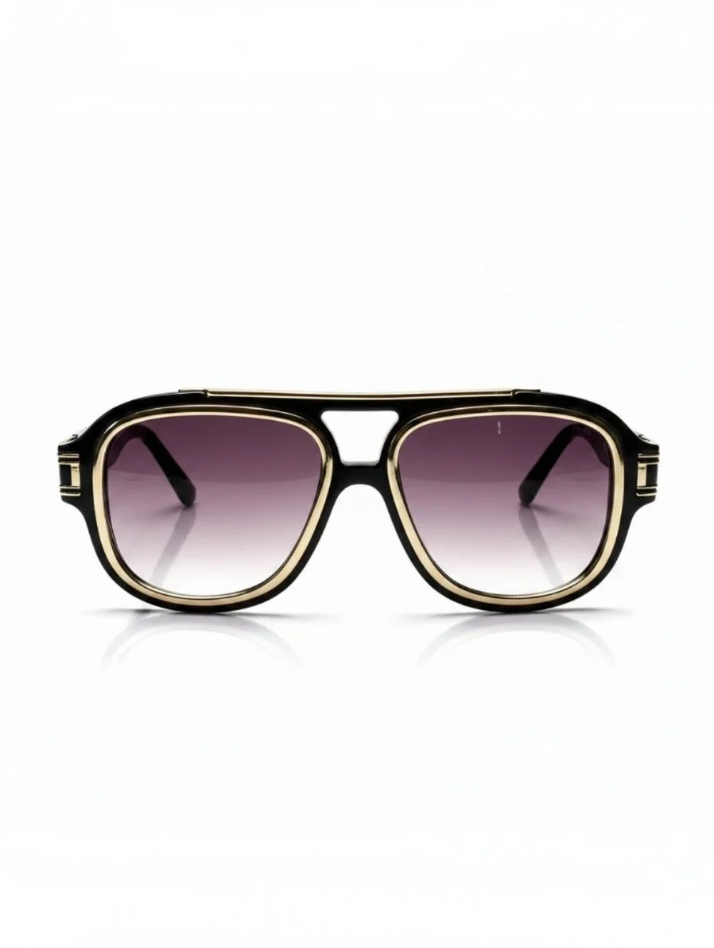 Black Aviator-Style Sunglasses with Gradient Gray Lenses